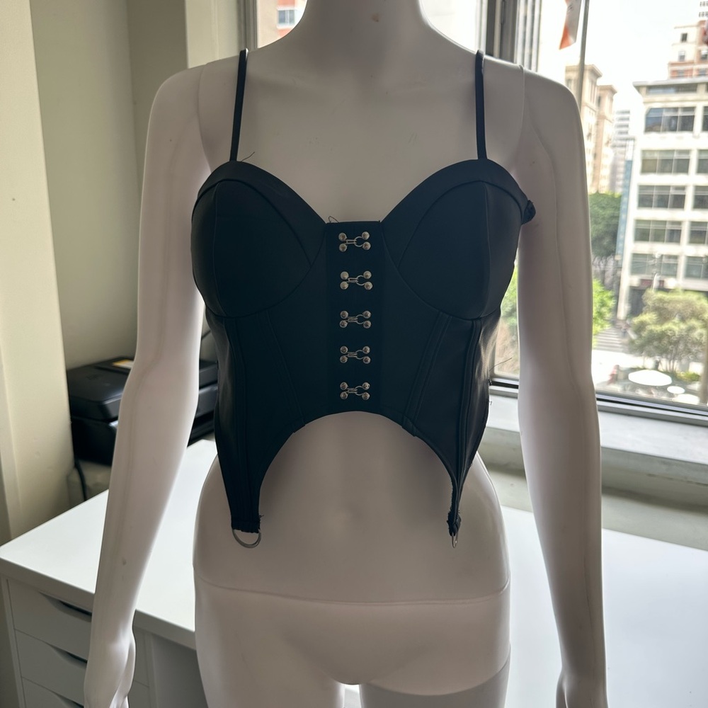 Black pu leather  Corset Top
